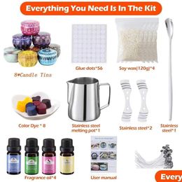 Candles Complete Diy Candle Crafting Tool Kit Supplies Scented Making Beginners Set Soy Wax Melting Pot Fragrance Oil Tins Dyes Wick Dh9Js