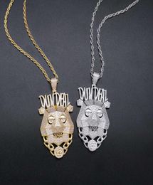 hip hop DUN DEAL dog head pendant necklaces for men women luxury Robot dog pendants 18k gold plated copper zircons letters capital8917040