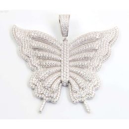 Xingguang Custom Glittering Butterfly Iced Out Moissanite VVS D Color Sterling Silver Bling Butterfly Pendant