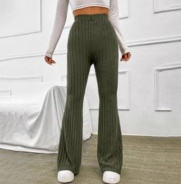 Women's Pants Fashion Solid Colour Wersatile Wide Pit Stripe Casual High Waisted Long Flared Leg Street Trendsetter