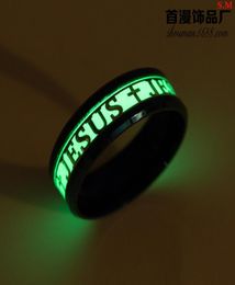 New JESUS character Nightlight Ring Fashion stainless Steel Ring2186168