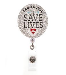 10pcslot Crystal SAVE LIVES I AM A Nurse Enamel Retractable Badge Holder1036107