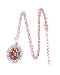 Autism Hope Jewelry Rhodium Plated Autism Awareness Puzzle Piece Crystal Round Pendant With Rhinestone Necklace Jewelry285v4658245