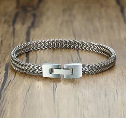 Double Rope Chain Mens Stainless Steel Bracelet Silver Polish Colour Punk Biker Pulseira Masculina Jewellery 83quot BR642S5453042