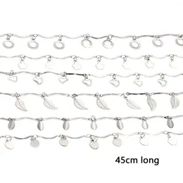 Chains 304 Stainless Steel Link Chain Necklace Tassel Leaf Flower Heart Charms Handmade Jewellery 45cm(17 6/8") Long 1 Piece