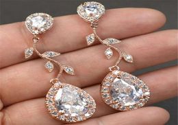Natural Diamond 14K Rose Gold Earring Pink Mujer Oreja Orecchini Gemstone Bizuteria Jewellery Garnet Drop Earring Oorbellen Joyas6160305