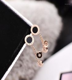 YUN RUO 2020 New Fashion Roman Numeral Tassel Stud Earring Rose Gold Colour Woman Birthday Gift Titanium Steel Jewellery Never Fade17183473