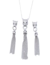 Luxury jewelry leopard Tassel Earrings Necklace Set Party glittering fashion elegant women5928090