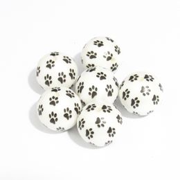 est 20mm 100pcslot Matte Pearl Print Small Paws Beads For Fashion y Jewellery Design 240125