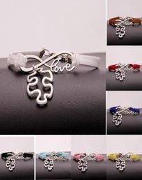 10pcslot Infinity Love 8 Autism Puzzle pendant Bracelet Charm Pendant WomenMen Simple BraceletsBangles Jewelry Gift A14725802172899111