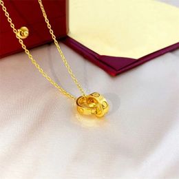 2024 womens necklace for woman love Jewellery gold pendant dual ring stainless steel jewlery fashion oval interlocking rings Clavicular chain necklaces designerQ11