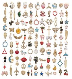 Enamel Alloy Mix Small Pendants Charms Animals Fruits DIY Bracelet Necklace Cute Keychain Earring For Women Jewelry Finding Gift4410167