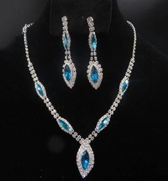 YT043 Fashion Alloy Necklace 2Colours Rhinestone Necklace Earring Set Crystal Jewellery Sets for Brides Wedding Jewellery High Quality1657021