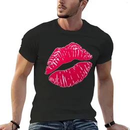 Men's Polos Pink Lips T-shirt Short Sleeve Tee Summer Clothes Mens Graphic T-shirts