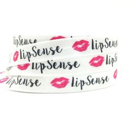 5 8 Lip Sense Print Fold Over Elastic Whole Lips Printed FOE Elastic Tape Ribbon Webbing for Girls Pony Tail Holder Hair Tie Brace6088223