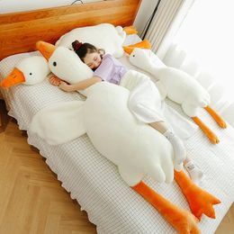 90190cm Lovely Big White Goose Throw Toy Doll Sleep on Bed Birthday Gift Girl 240131