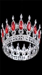 New Fashion Elegant Pink Crystal Rhinestone Bridal crown classic Silver Plated Tiaras for Women Wedding hair Jewellery accessories357880681