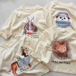 T-shirts Children Long Sleeve T Shirt Cute Cartoon Animal Print Baby Casual Pullover Boys Long Sleeve Tops Soft Cotton Girls Sweatshirt Q240218