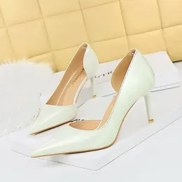 Dress Shoes Women 7.5cm High Heels Pumps Glossy Leather Wedding Bridal Stiletto Sexy Lady Office Party