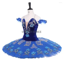Stage Wear High Quality Custom Size 12 Layers Kids Girls Professional Ballet Tutu Blue