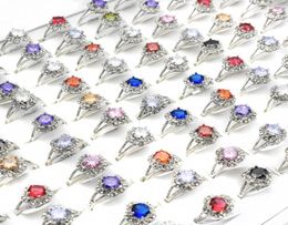 20 Pieces Vintage Style Round Colorful Crystal Rings Whole Punk Bohemian Rings for Women Fashion Jewelry3825176