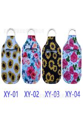 30ML 1036cm Customize Neoprene Hand Sanitizer Bottle Holder Keychain Bags Key Rings Hand soap Bottle Holder2333541