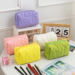 Cosmetic Bags Fashion Candy Color Large Capacity Soft Travel Makeup Bag Women Quilted Flower Storage Portable Toilet Handheld