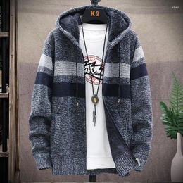 Men's Sweaters 2024 Autumn And Winter Classic Fashion Plus Velvet Hooded Sweater Casual Loose Warm High-Quality Large Size