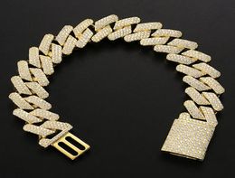 Diamond Miami Prong Cuban Link Chain Bracelets 14k White Gold Iced Icy Cubic Zirconia Jewellery 8inch 9inch Cuban Bracelet dff35243700750