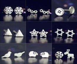 925 pure Silver earring needleplated platinum Earring SnowStarSheepTriangle mix delivery no fade 5748811