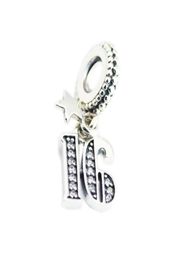 16 birthday charms number dangle 925 sterling silver fits original style bracelet 797261CZ H811042356518680