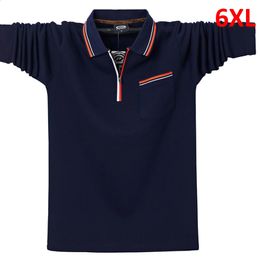 Long Sleeve Polo Shirts Men Spring Autumn Polo Shirt Plus Size 6XL Fashion Casual Solid Color Cotton Polo Black Green Pink 240123