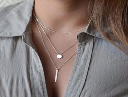 Pretty Choker Collier Necklaces Boho Pearls Diamond Chain Multilayer Necklaces For Women Men Bar Layered Tassel Metal Gold Chain N6290319