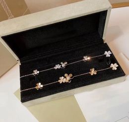 Brand Pure 925 Sterling For Women Silver Chain Clover Praty Wedding Jewellery Gold Colour Flower Bracelet 02157852165