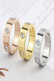 2021 Shiny Rotating Circle Crystal Ring Stainless Steel Rose Gold wedding Ring for Women Engagement gift Brands Ring4761023