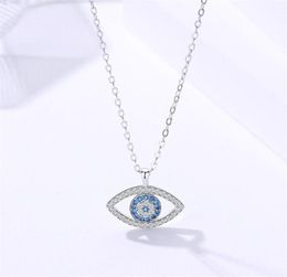 925 Sterling Silver Womens Cubic Zirconia devil evil blue eye Pendant necklace CZ Stone Turkish fashion Jewellery China Whole18913870018