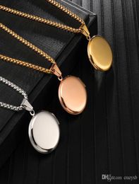 Personalised Locket Pendant Necklace Circle Stainless Steel In Gold Silver hip hop Charm Inside Po Can Open Jewelry3630263