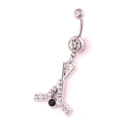 New Arrival Crystals Hockey Sticks And Puck Shape Navel Piercing Belly Button Rings Body Women Jewelry8923402