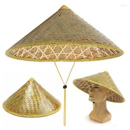 Wide Brim Hats Handwoven Bamboo Hat For Adults Sun-shade Fisherman Rice PaddyHat Oriental Coolies BeachCap Po Props Party