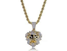 iced out lion head pendant necklace for men women luxury designer mens bling diamond animal pendants gold zircon necklace Jewellery 1784891