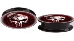 64pcslot mix 416mm Acrylic Skull Logo flesh tunnel ear plug guage cuff piercing body jewelry96831152834351