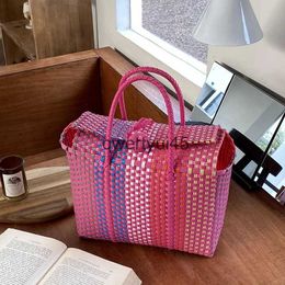 Totes ylexyr Fasion Summer Womens andbag PVC Vegetable Basket Woven Tote Bag Large Capacity Picnic Beac BagsH24218