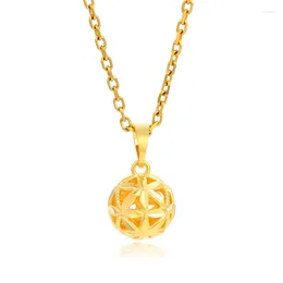 Pendant Necklaces Women Luxury Elegant 24K Gold Plated Necklace Hollow Out Ball Chain Jewelry Gift For Girlfriend Wife Unique Design