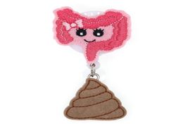 10pcslot Pink Intestine and Poop Shape Felt Retractable Badge Holder Reel Medical cute badge holder41308677599401