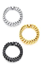 Heavy Metal Biker Men039s Stainless Steel Bracelet Link Wrist Curb Cuban Chain High Polish Silver Black Gold86714537391542