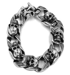 Gothic Skull Bracelet Stainless Steel Titanium Jewellery Punk Cool Motorc Mens Boys Whole 351BLink Chain Link2966216