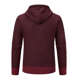 Men's Sweaters Stylish Knitted Cardigan For Men Hooded Sweater Jacket Thicken Winter Outerwear Red Blue Green Brown Grey