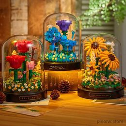 Blocks Bouquet Building Blocks with Display Box Mini Eternal Life Flower 3D Diy Assembling Puzzle Bricks Ornament Decor Romantic Gift