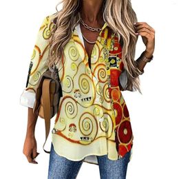 Women's Blouses Gustav Klimt Art Blouse The Tree Of Life Modern Design Casual Woman Street Fashion Shirt Spring Long-Sleeve Oversize Top