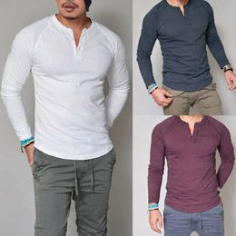 Summer Mens Slim Fit V neck Short Tshirts Casual Tops Solid Long Sleeve Muscle Tee Daily wear 240130